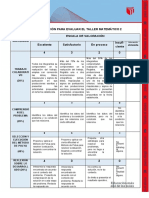 RUBRICA 2 Del TALLER MATEMATICO 2