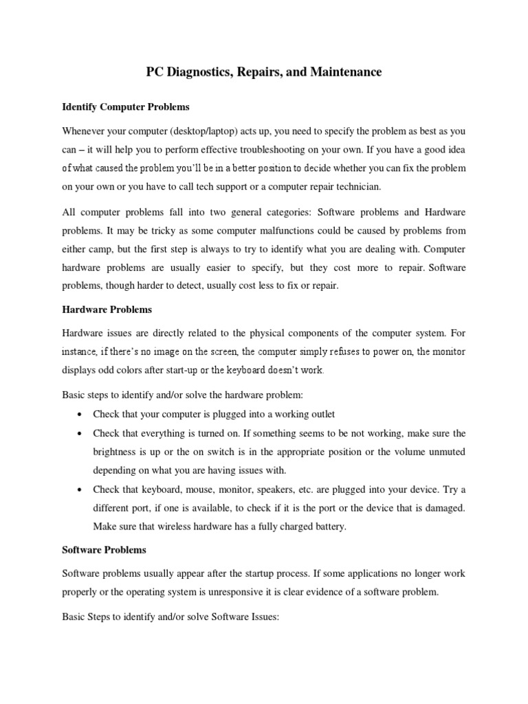 PC Diagnostics and Maintenance Guide | PDF