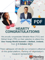 Transnet and Henley - One Young World Congratulatory Flyer