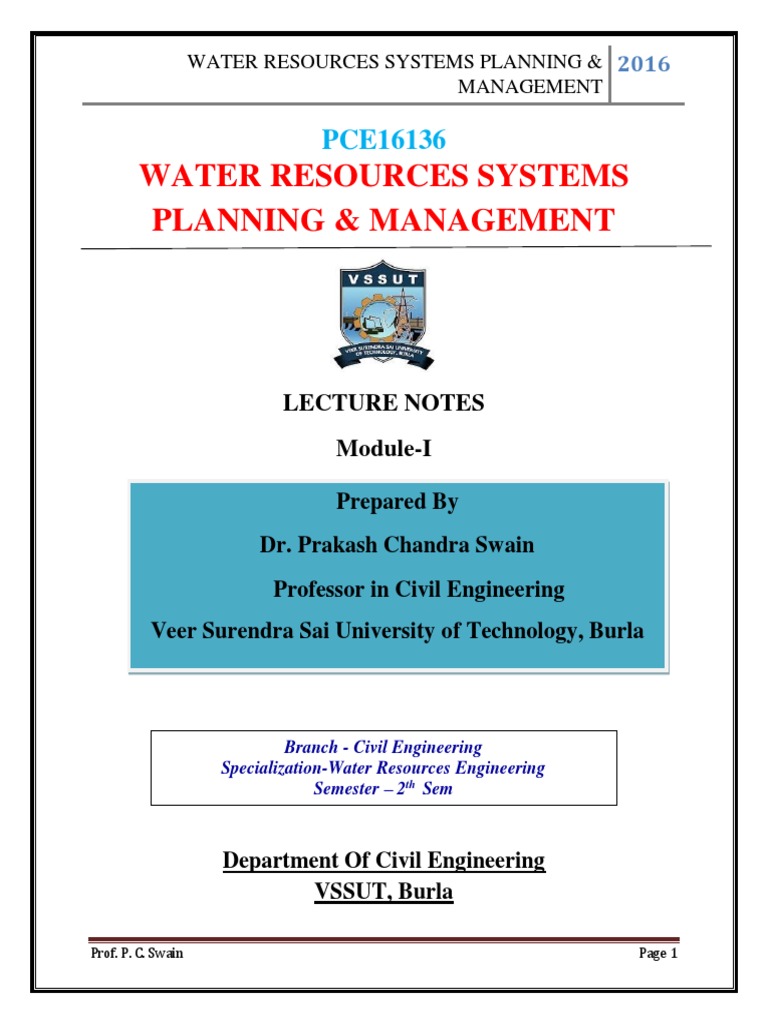Water Resources Systems Planning and Management_lecture PDF Capital