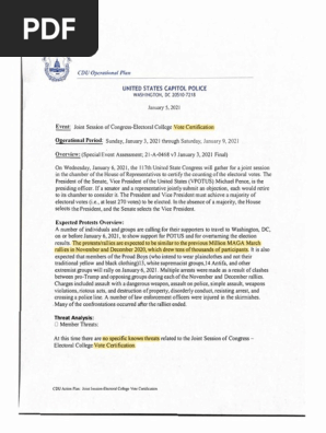 Us Capitol Police CDU Operational Plan for Jan 6 2021