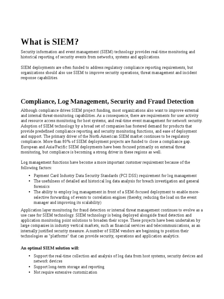 SIEM: Compliance and Monitoring Insights | PDF | Computing ...