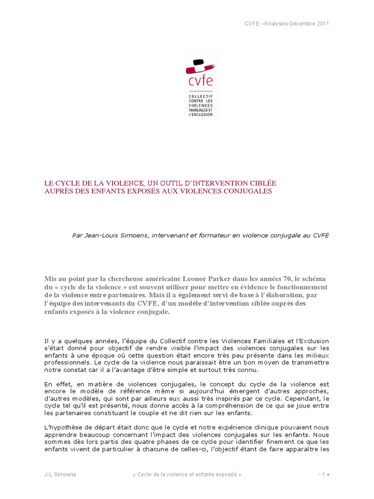 Intervention ciblée pour enfants exposés | PDF | La violence | Peur