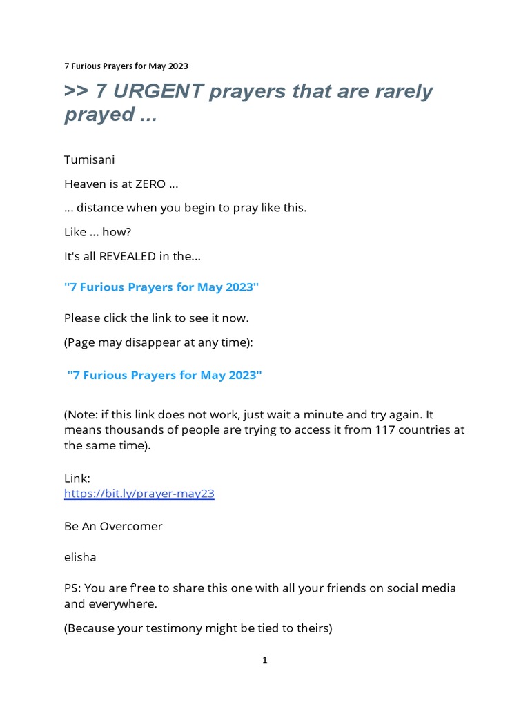 7 Furious Prayers For May 2023 PDF Prayer Logos (Christianity)