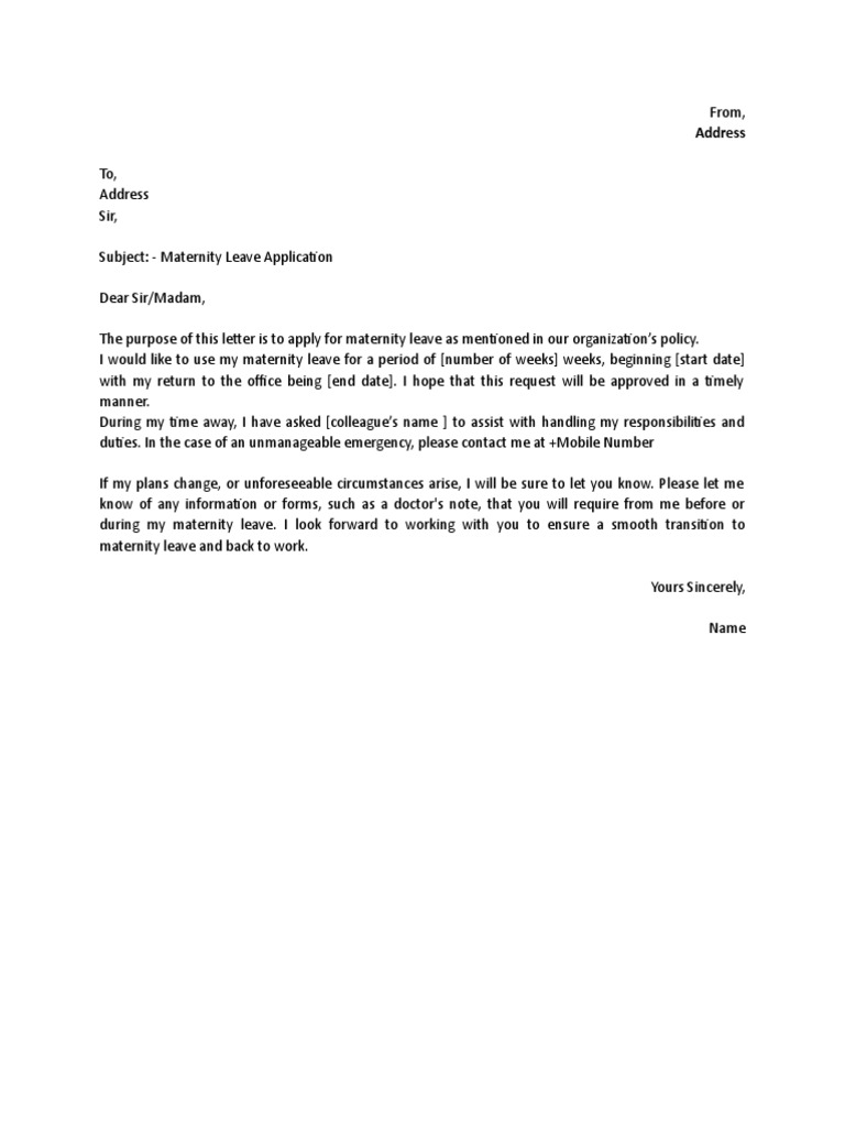 Maternity Leave Application Template | PDF