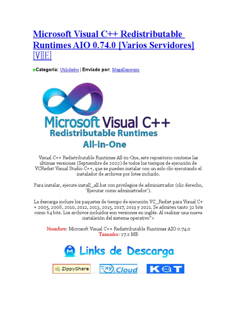 Microsoft Visual C++ Redistributable Runtimes AIO 0.74.0 (Varios ...