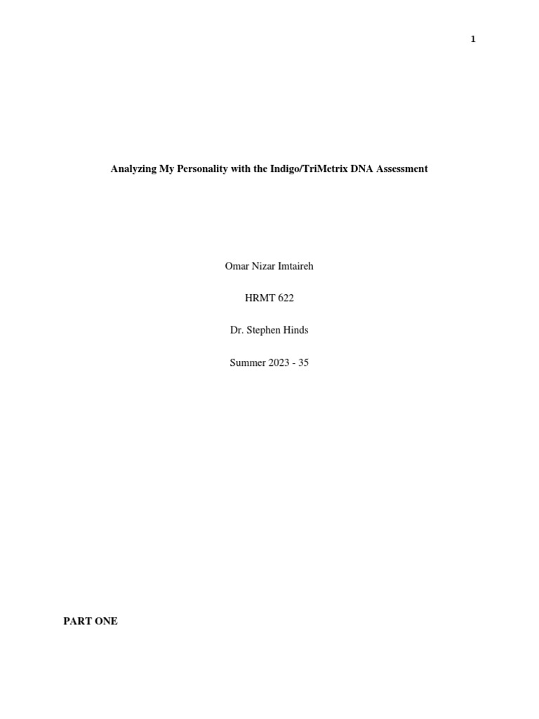 Indigo/TriMetrix DNA Assessment Insights | PDF | Science & Mathematics