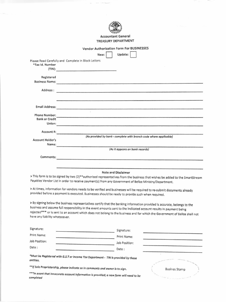 Blank Vendor Form | PDF | Financial Economics | Business Economics