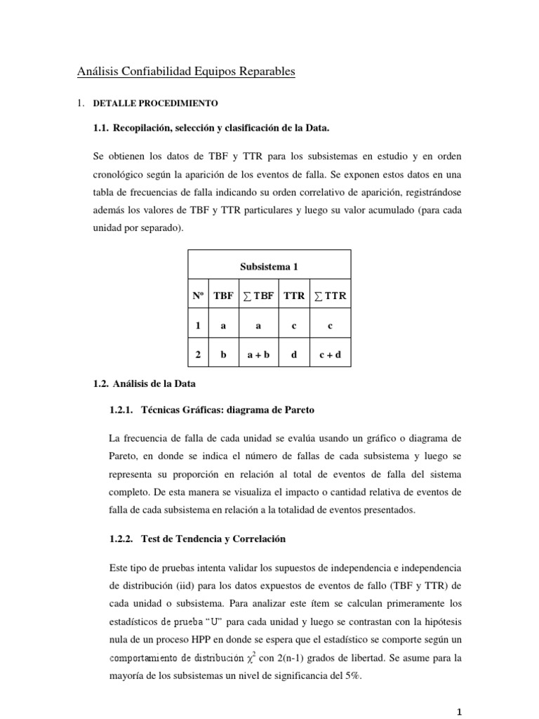 Análisis Confiabilidad Equipos Reparables Pdf Estadísticas Science