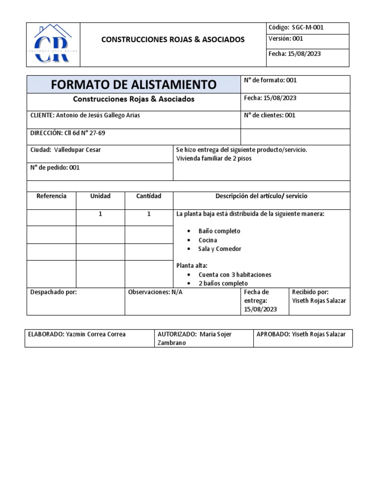 Formato de Alistamiento | PDF