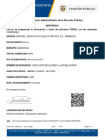 Certificado de Diligenciamiento: El Departamento Administrativo de La Función Pública Certifica