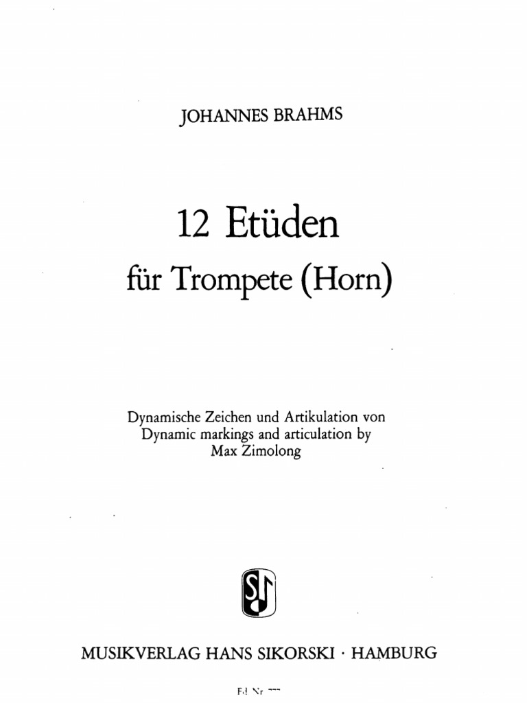 Brahms 12 Etudes for Trumpet PDF