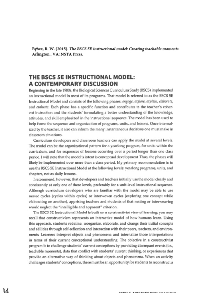 Bybee (2015) The BSCS 5E Instructional Model . . . (1) | PDF