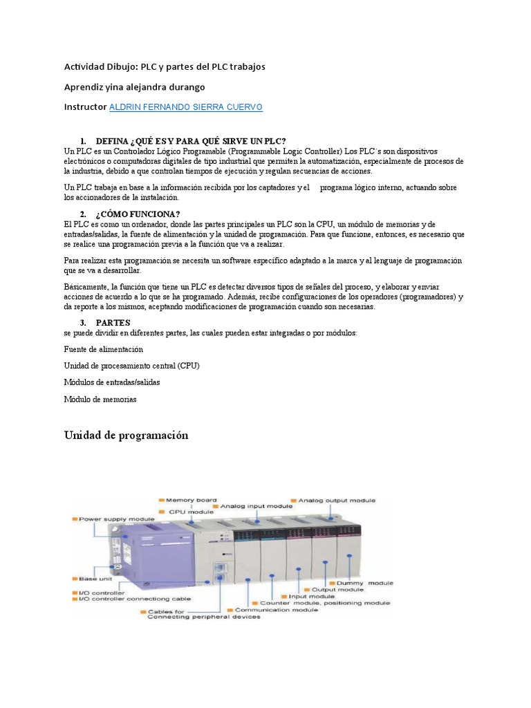Actividad Dibujo PLC y Partes Del PLC Trabajos | PDF
