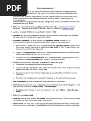 Roommate Agreement