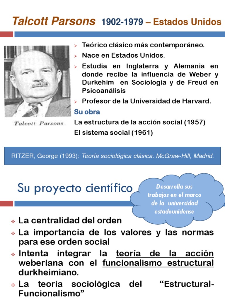 Talcott Parsons y el Funcionalismo Social | PDF | Sociedad | Sociología