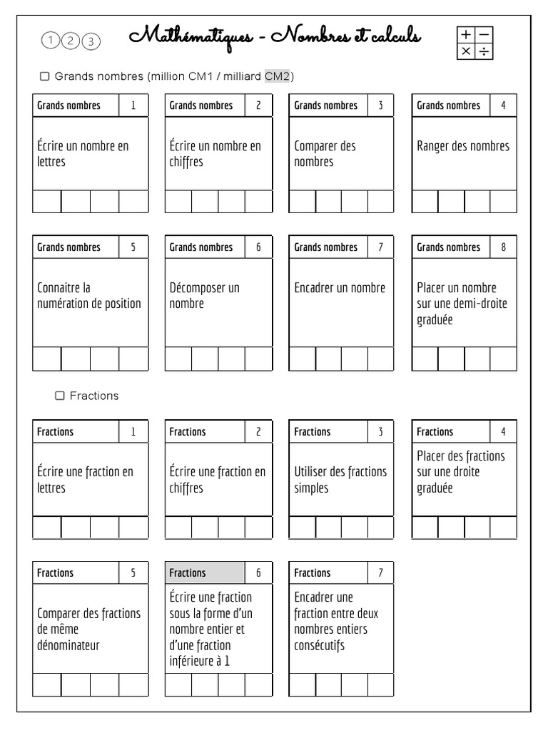 Cahier Des Progrès Mathématiques FINAL Google Docs PDF