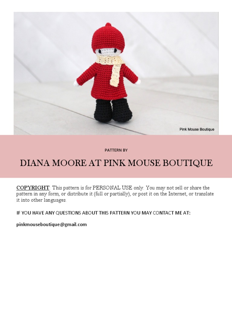 Red Knit Cap Girl PDF Crochet Crafts