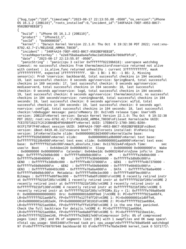 iPhone OS 16.1.2 Crash Report Analysis | PDF | Operating System ...