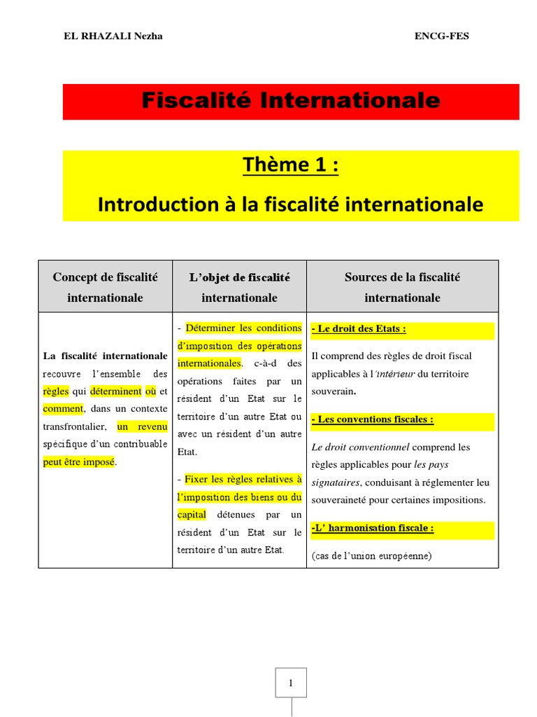Introduction à la fiscalité internationale | PDF | Impôts | Souveraineté