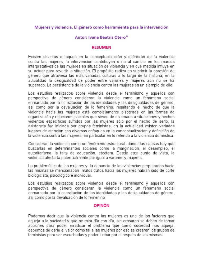Violencia de Género: Enfoques y Soluciones | PDF | La violencia contra ...