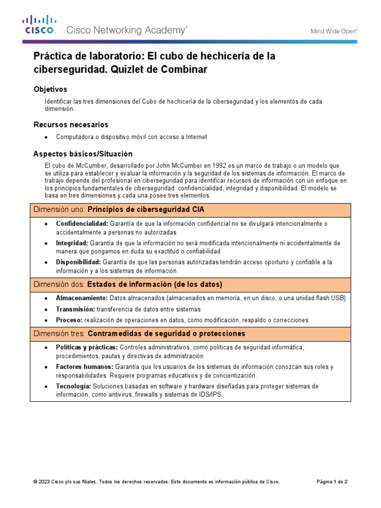 Cubo de McCumber en Ciberseguridad | PDF | La seguridad informática ...