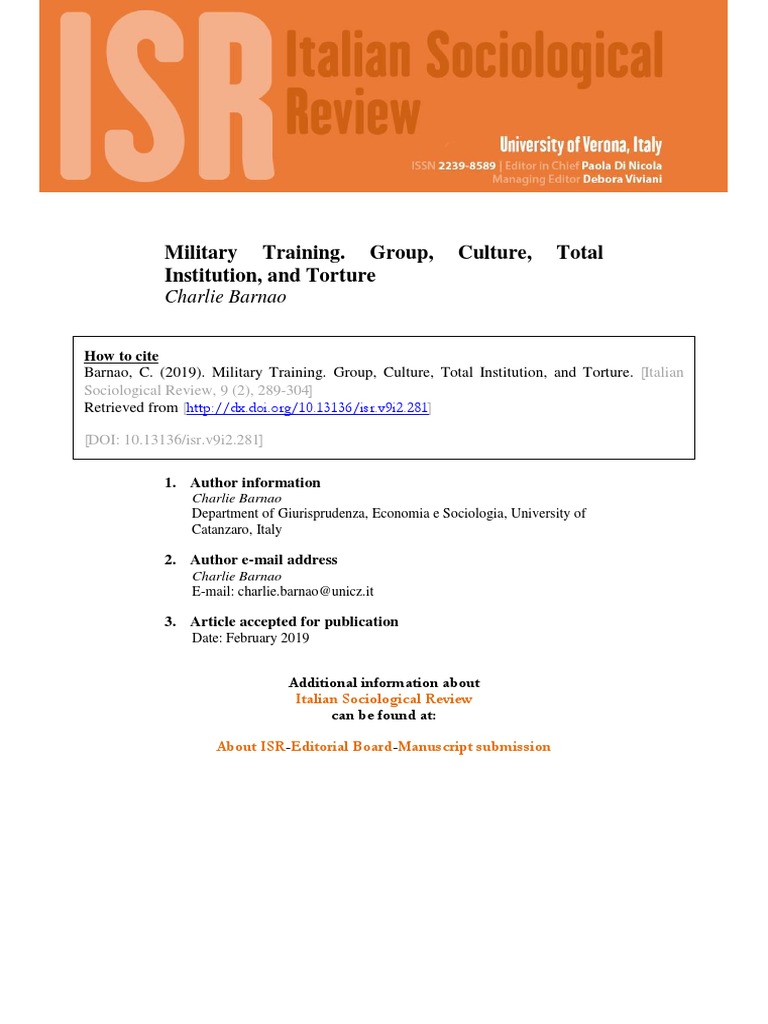 Military Training Group Culture Total Institution and Torture PDF
