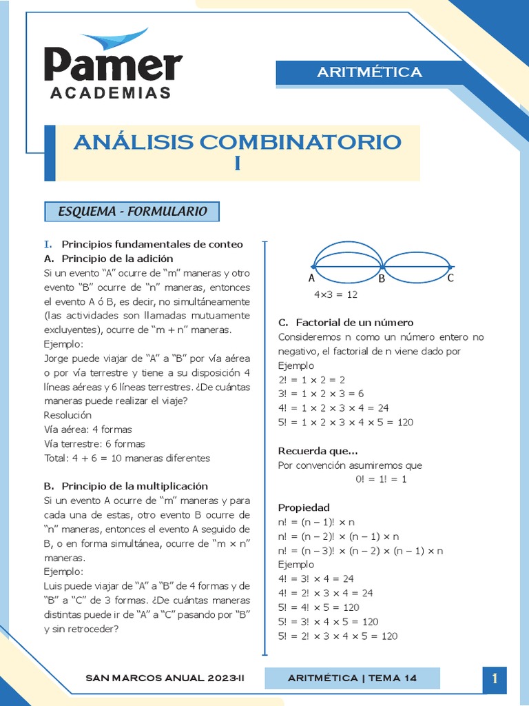 C - Sem14 - Aritmética - Analisis Combinatorio I | PDF | Combinatoria ...