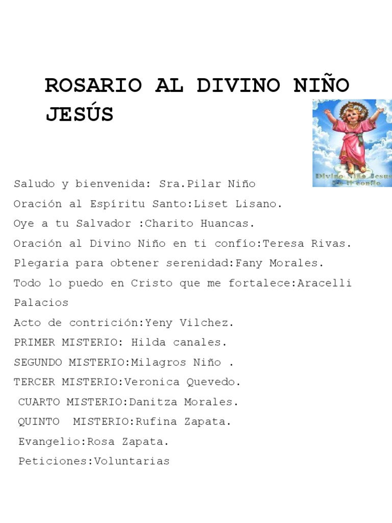 Rosario al Divino Niño Jesús | PDF | Ciencias sociales | Filosofía