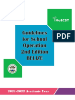 Belize Guidelines For School Reopening and Operation - 2021-2022