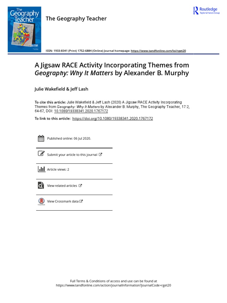 9Wakefield, Julie; Lash, Jeff (2020). A Jigsaw RACE Activity Incorporating Themes from