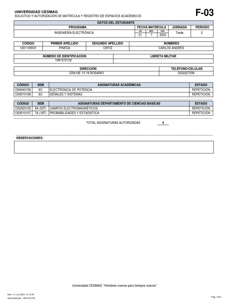 Formato F03 | PDF | Daños y perjuicios | Regulación