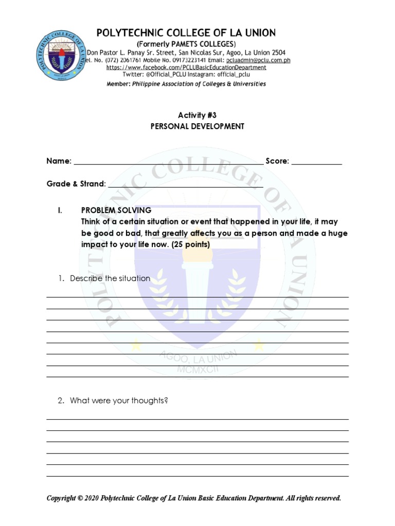 Activity #3 Personal Development | PDF