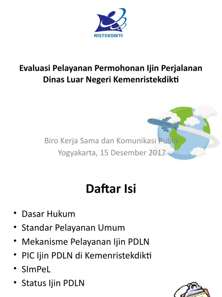 Evaluasi Ijin Perjalanan Dinas Kemenristekdikti | PDF