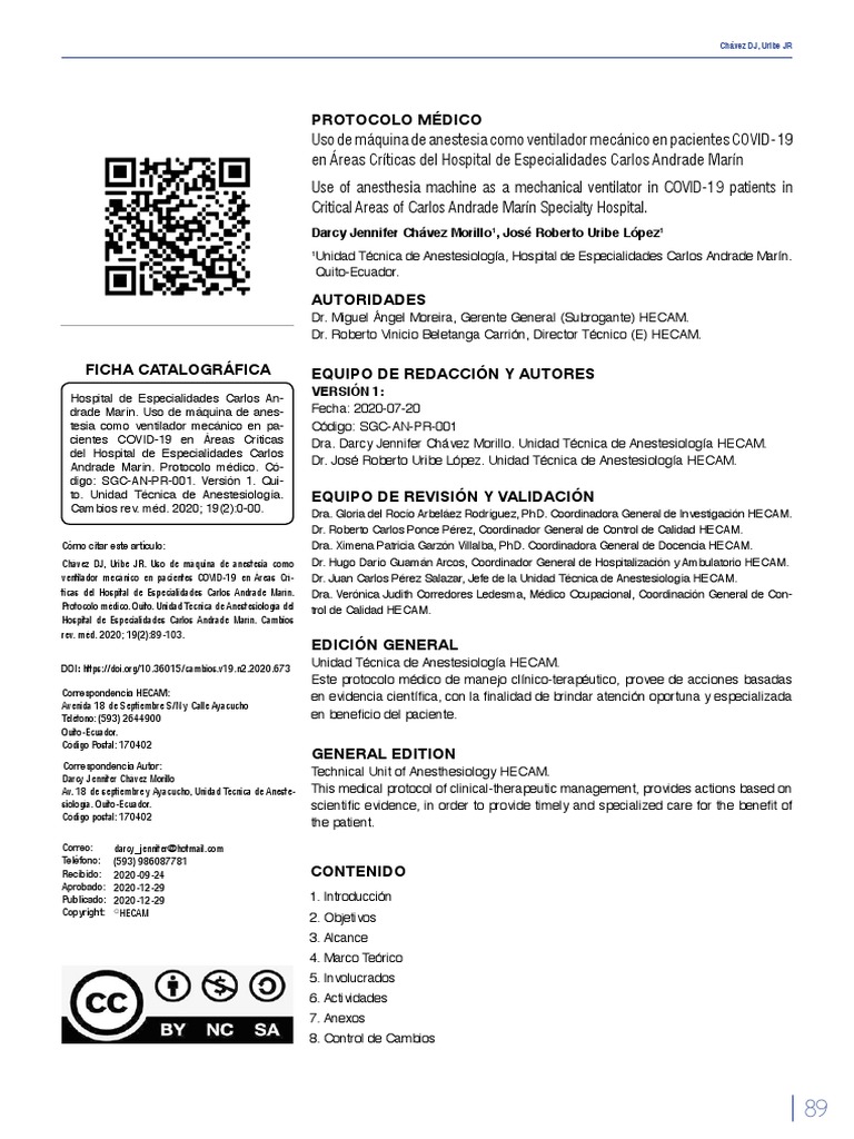 Protocolo Medico | PDF | Ventilación (Arquitectura) | Especialidades ...