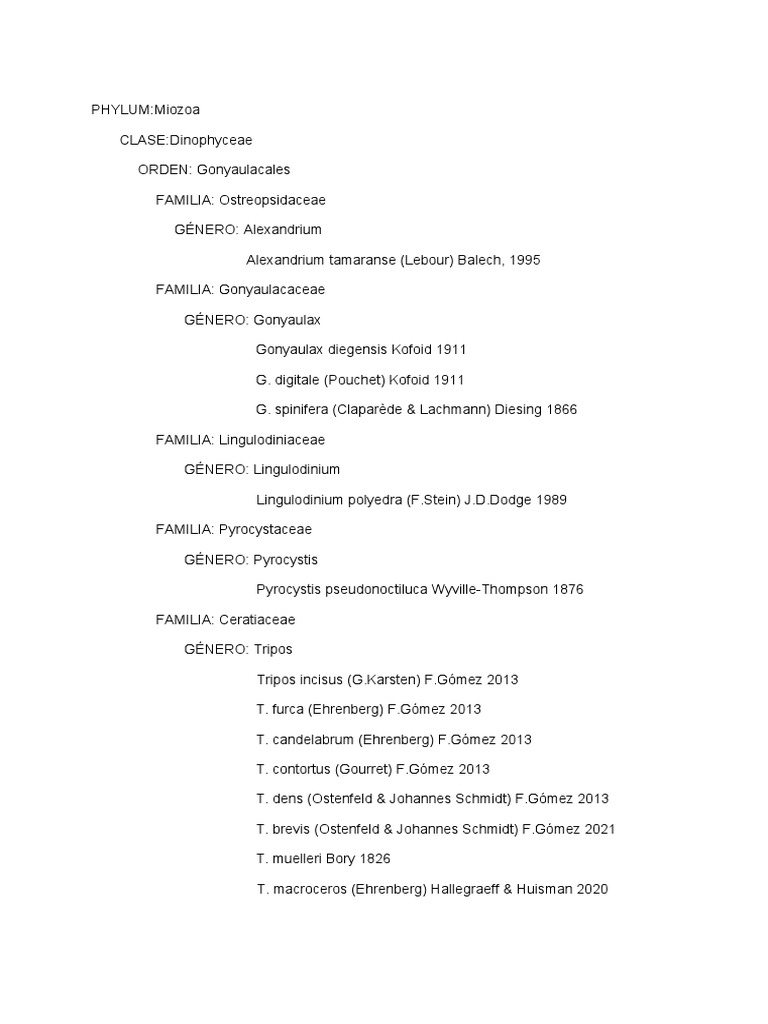 Diversidad de Miozoa y Dinoflagelados | PDF | Estudios de idiomas ...