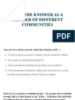 The Knower As A Member of Different Communities