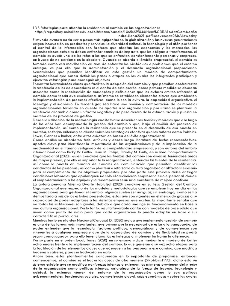 Estrategias para el Cambio Organizacional | PDF | Business | Planificación
