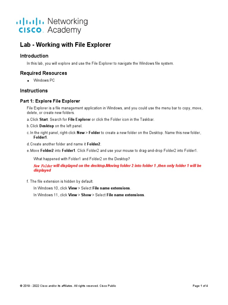 11.1.4.11 Lab Working With File Explorer