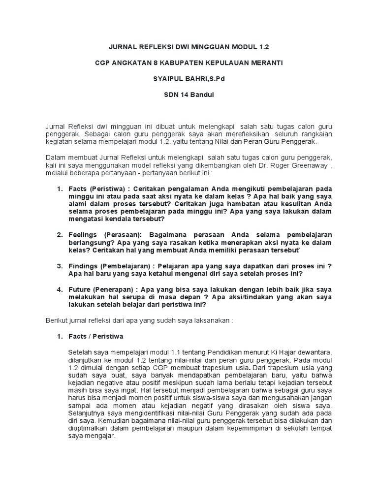 Refleksi Pembelajaran Guru Penggerak | PDF | Karier & Perkembangan