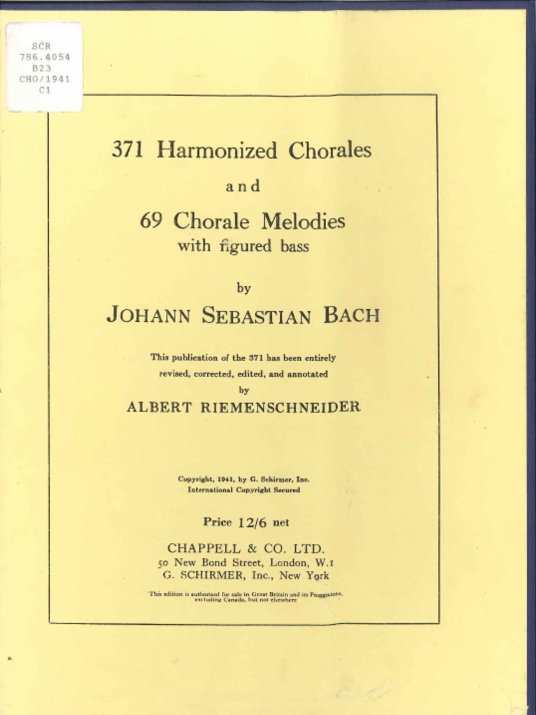 371 Harmonised Chorales by JS Bach | PDF