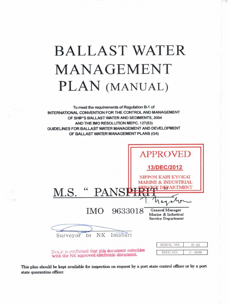 B23Ballast Water Management Plan (Manual) PDF