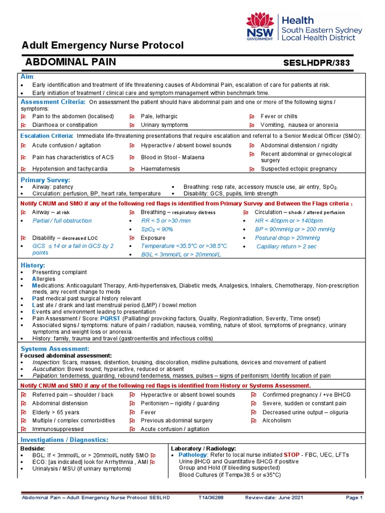 Abdominal Pain Management PDF Nausea Health Sciences