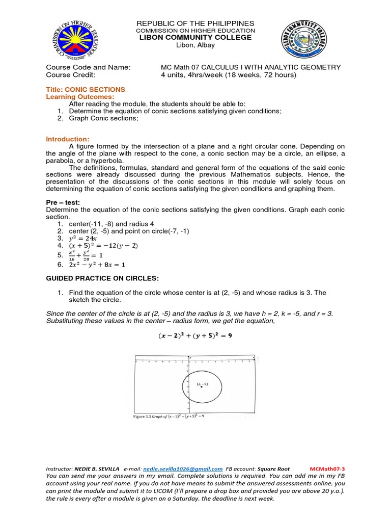 Calculus M3 Conic Sections | PDF