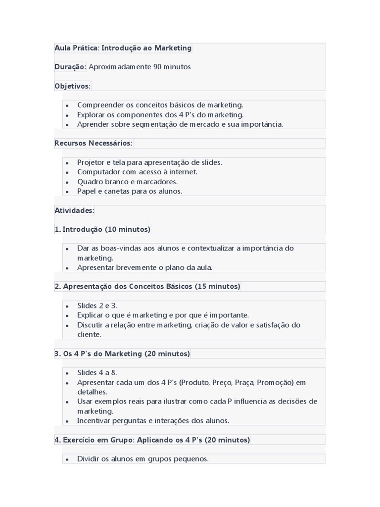 Aula Prática: Fundamentos de Marketing | PDF | Marketing | Segmentação ...