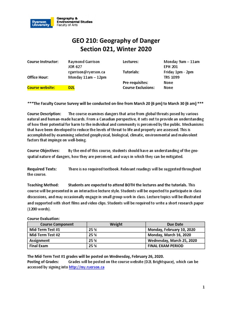 GEO 210: Geography of Danger Overview | PDF | Career & Growth | Science ...