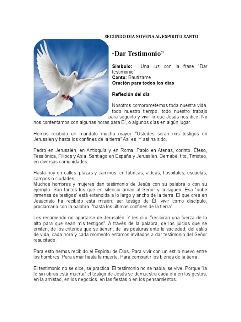 NOVENA AL ESPIRITU SANTO 2023 Segundo Dia Descargar gratis PDF