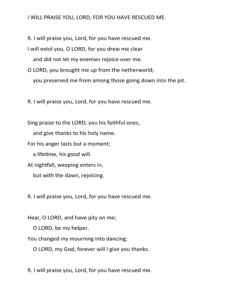 I Will Praise You Lord Pdf
