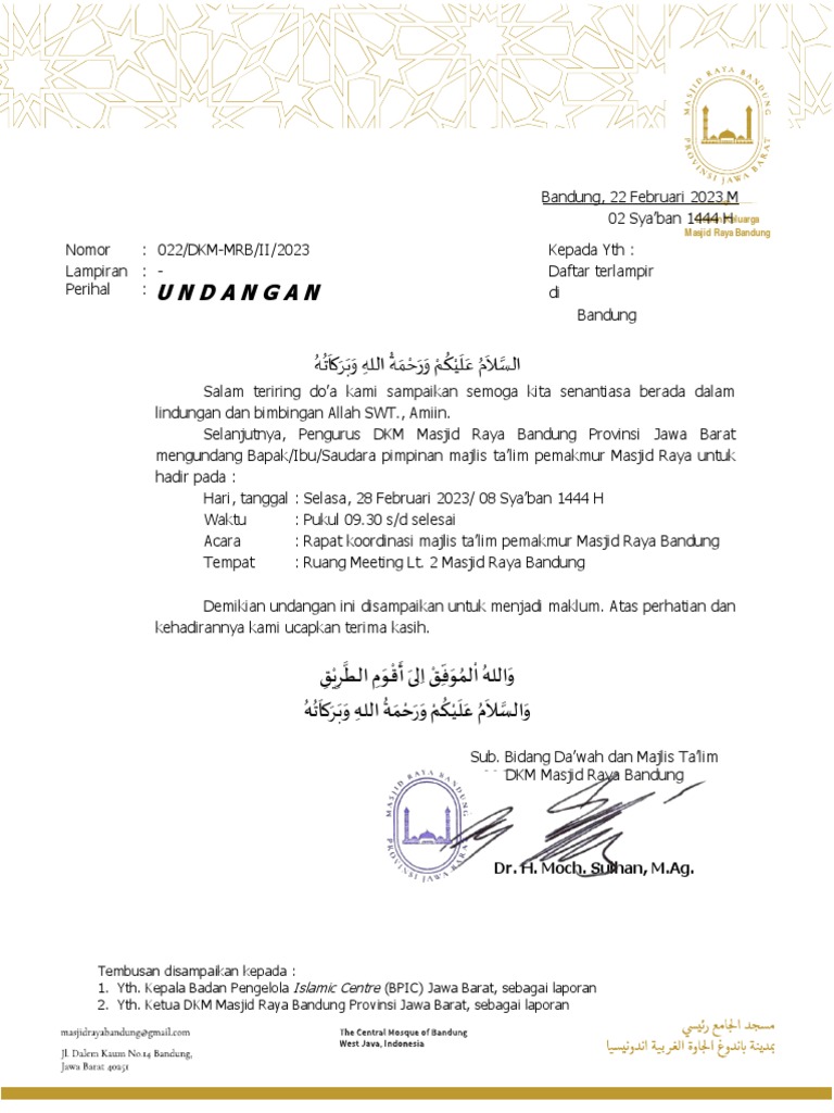 UNDANGAN RAPAT MAJLIS TA'LIM | PDF