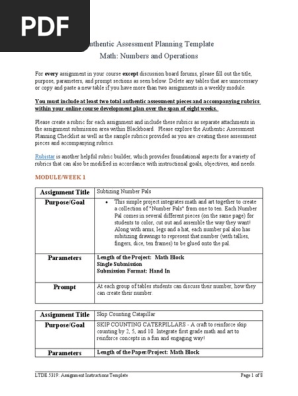 Authentic Assessment Planning